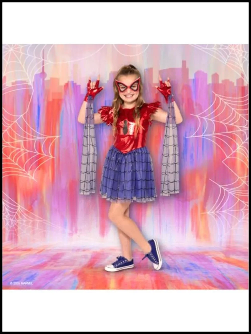 Marvel Spider-Man Youth Halloween Dress with Fabric Mask and Gloves